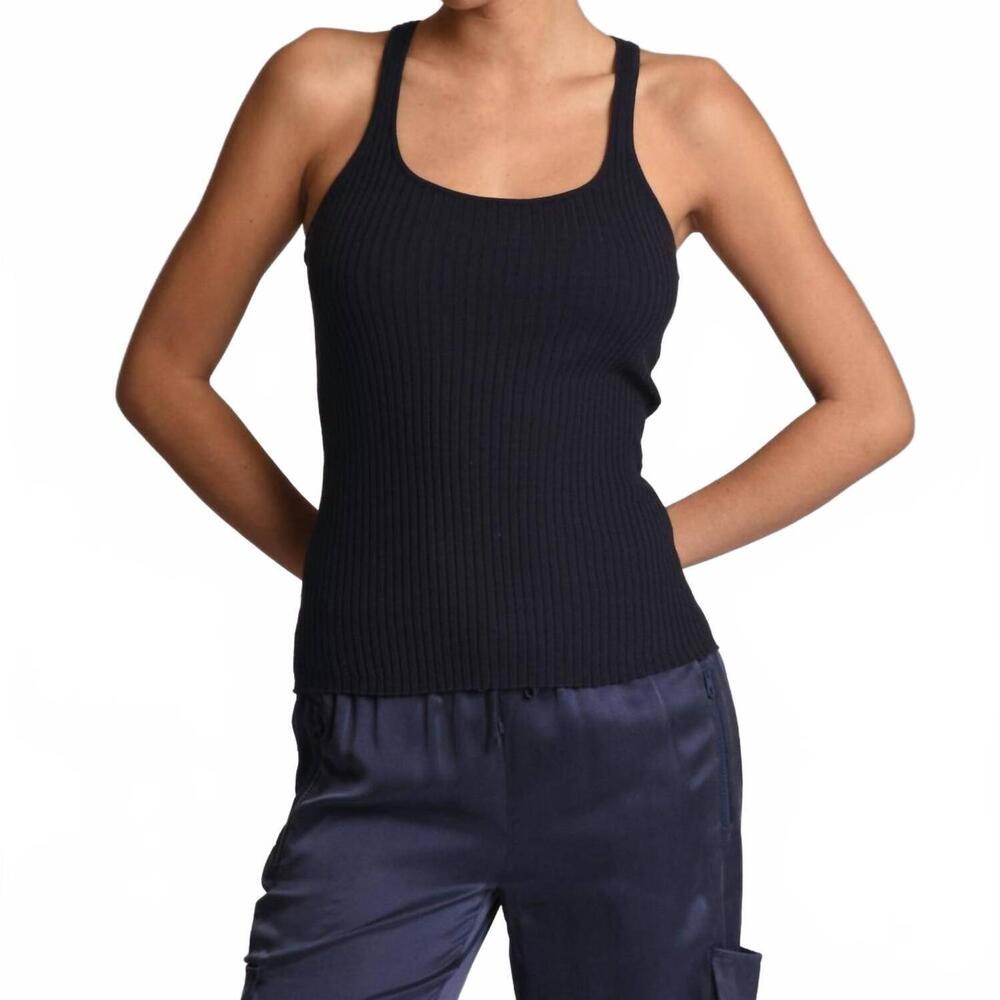 NEW BLANC NOIR color block tank top in naval blue